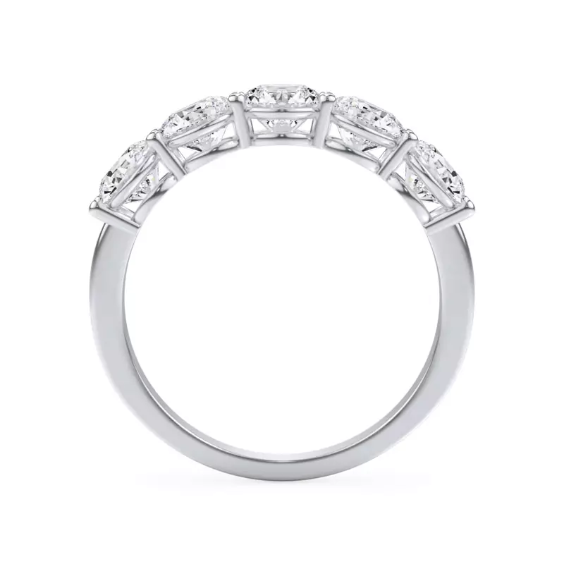 18K White Gold Classic Five-Stone Round Lab Diamond Band (1.50ct. tw.)