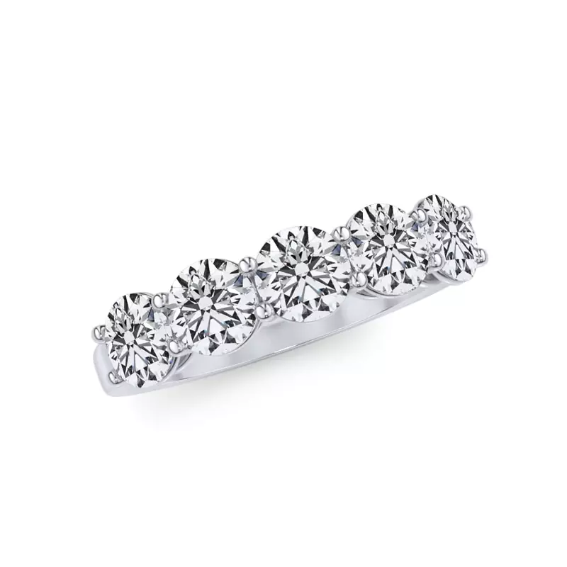 18K White Gold Classic Five-Stone Round Lab Diamond Band (1.50ct. tw.)