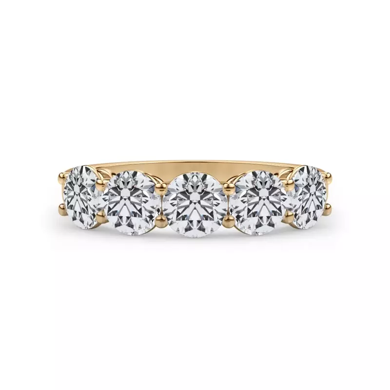 18K Yellow Gold Classic Five-Stone Round Lab Diamond Band (1.50ct. tw.)