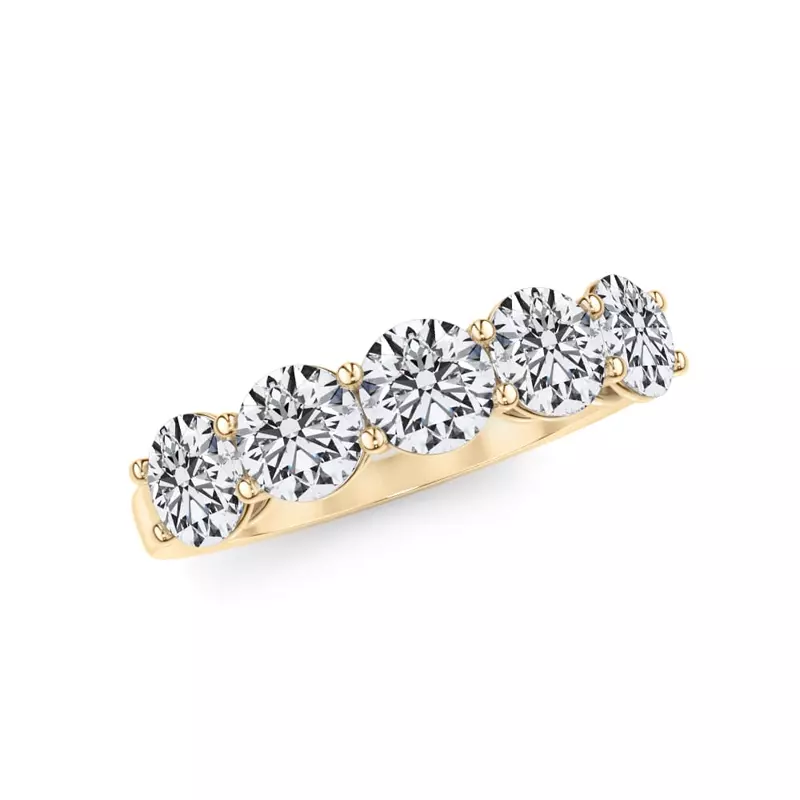 18K Yellow Gold Classic Five-Stone Round Lab Diamond Band (1.50ct. tw.)