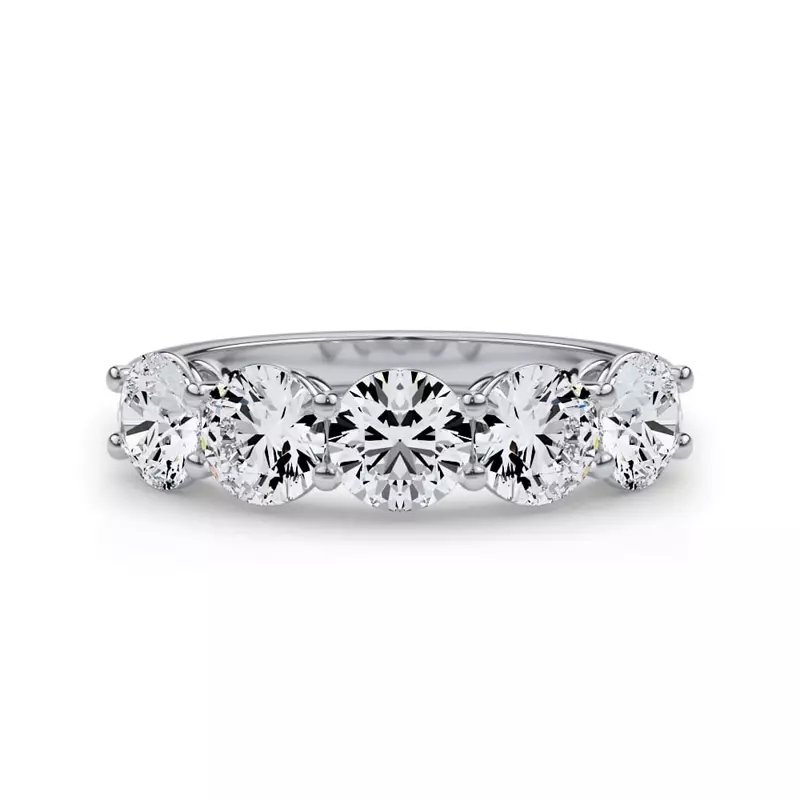 14K White Gold Classic Five-Stone Round Lab Diamond Band (2.00ct. tw.)