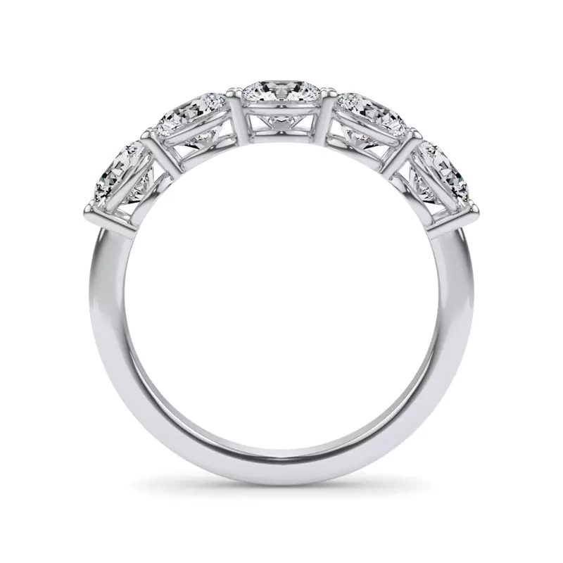 14K White Gold Classic Five-Stone Round Lab Diamond Band (2.00ct. tw.)