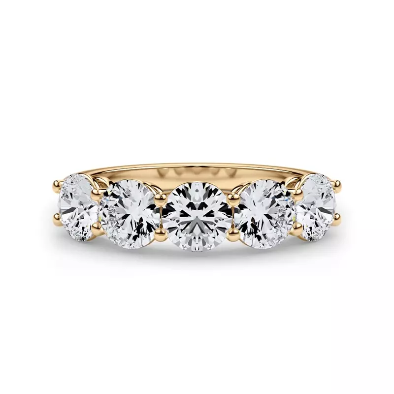 14K Yellow Gold Classic Five-Stone Round Lab Diamond Band (2.00ct. tw.)