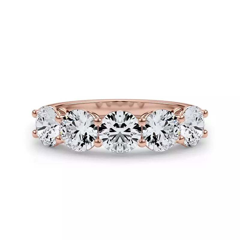 18K Rose Gold Classic Five-Stone Round Lab Diamond Band (2.00ct. tw.)