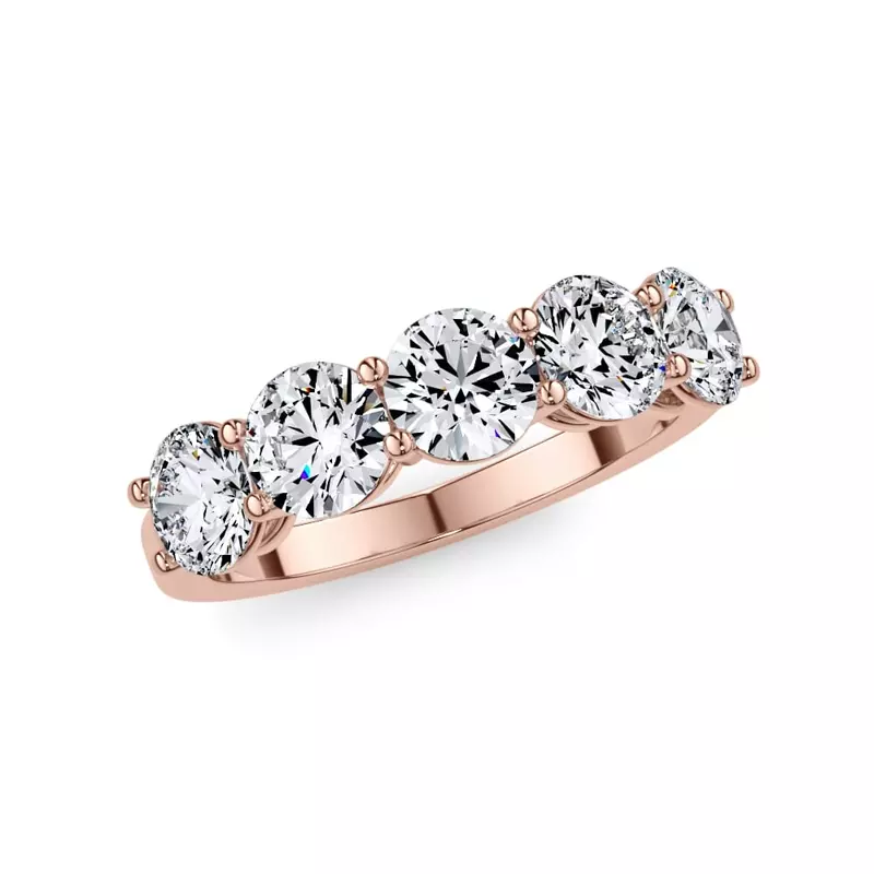18K Rose Gold Classic Five-Stone Round Lab Diamond Band (2.00ct. tw.)