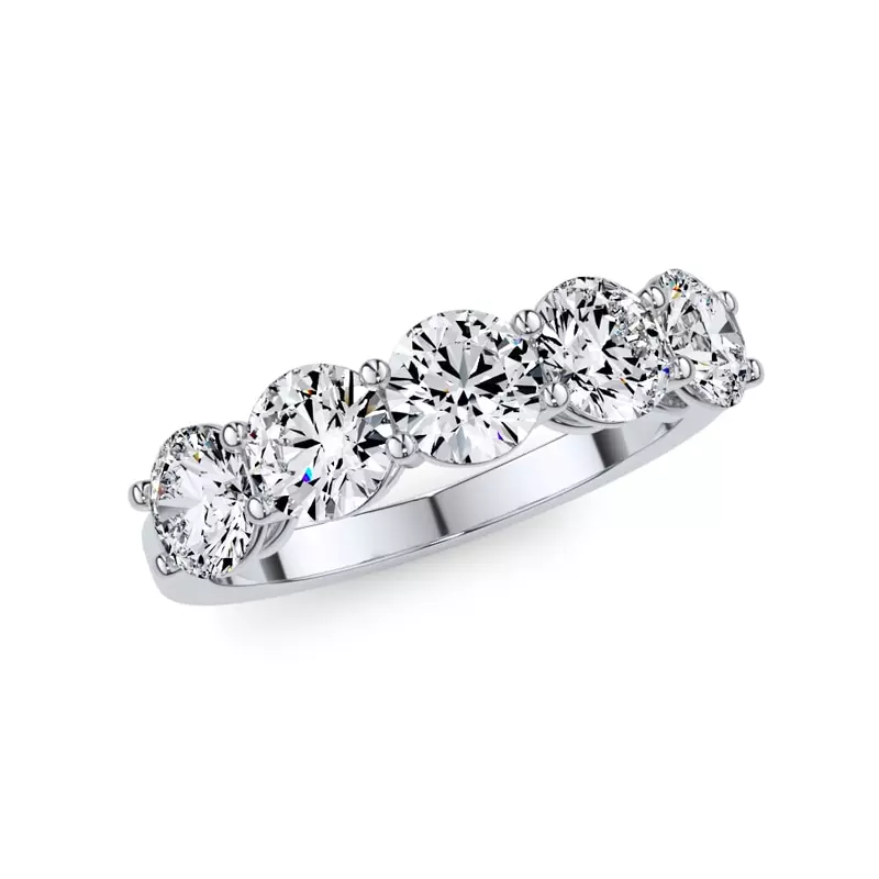 Platinum Classic Five-Stone Round Lab Diamond Band (2.00ct. tw.)
