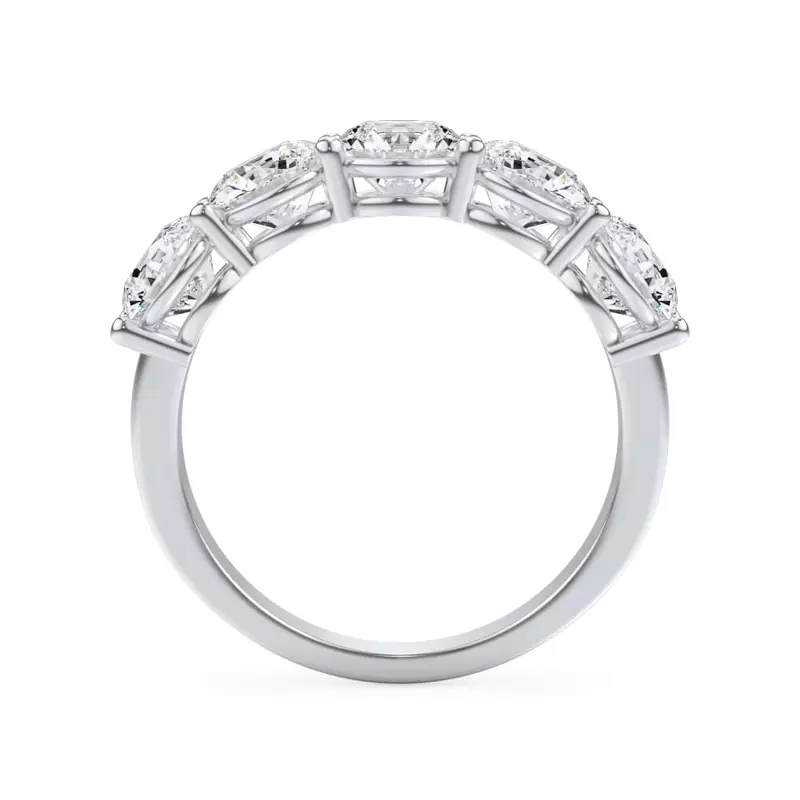 14K White Gold Classic Five-Stone Round Lab Diamond Band (2.50ct. tw.)
