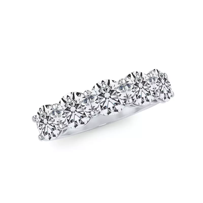 14K White Gold Classic Five-Stone Round Lab Diamond Band (2.50ct. tw.)