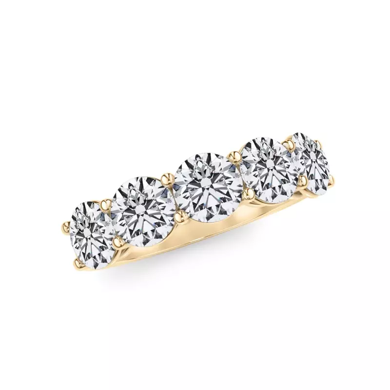 14K Yellow Gold Classic Five-Stone Round Lab Diamond Band (2.50ct. tw.)