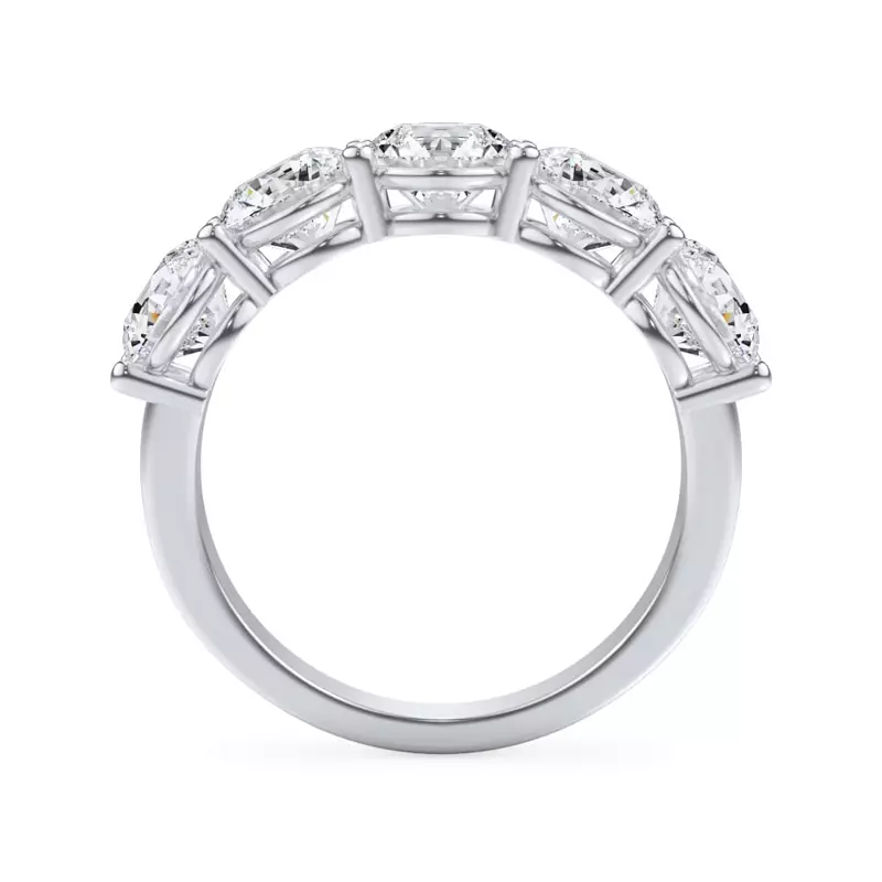 14K White Gold Classic Five-Stone Round Lab Diamond Band (3.00ct. tw.)