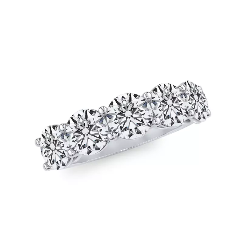 14K White Gold Classic Five-Stone Round Lab Diamond Band (3.00ct. tw.)