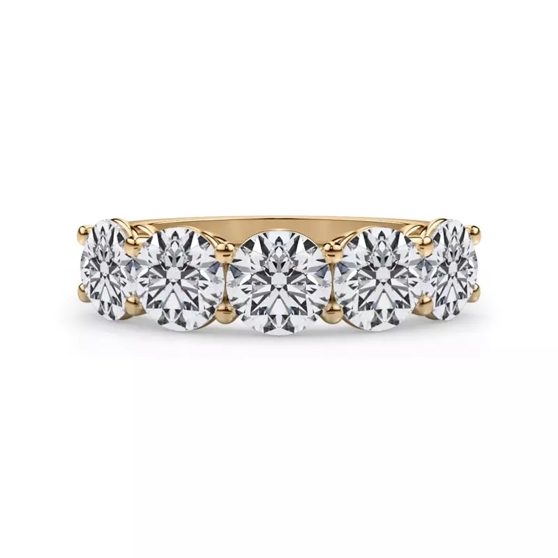 18K Yellow Gold Classic Five-Stone Round Lab Diamond Band (3.00ct. tw.)