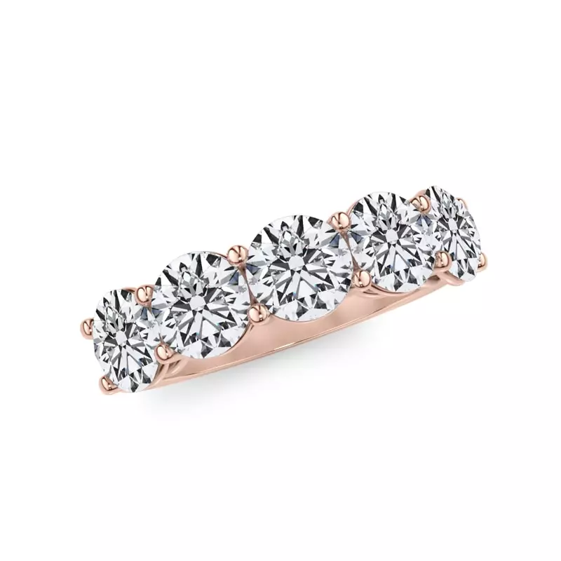 18K Rose Gold Classic Five-Stone Round Diamond Band (3.00ct. tw.)
