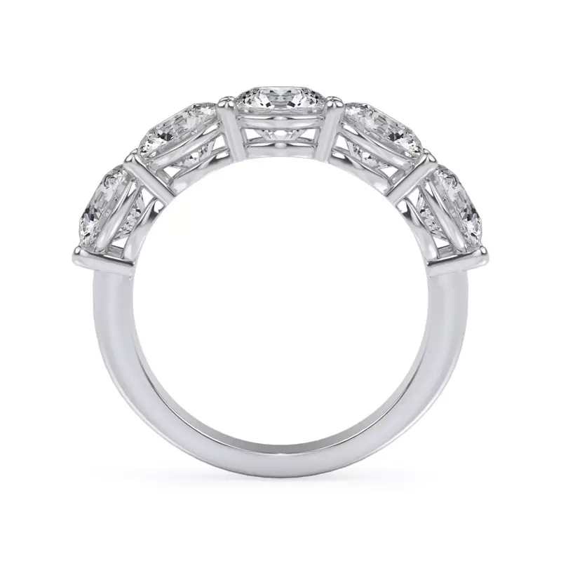 14K White Gold Classic Five-Stone Round Lab Diamond Band (3.50ct. tw.)
