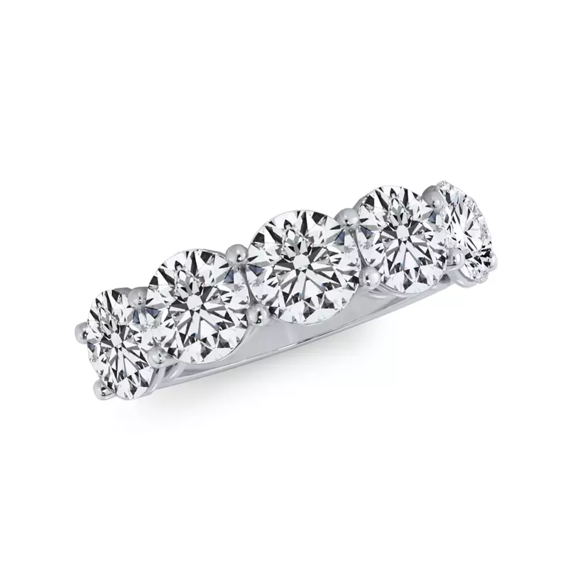 14K White Gold Classic Five-Stone Round Lab Diamond Band (3.50ct. tw.)