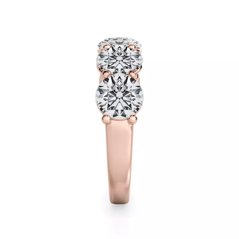 18K Rose Gold Classic Five-Stone Round Lab Diamond Band (3.50ct. tw.)