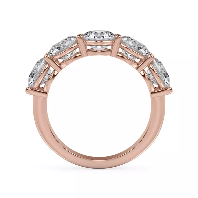 18K Rose Gold Classic Five-Stone Round Lab Diamond Band (3.50ct. tw.)