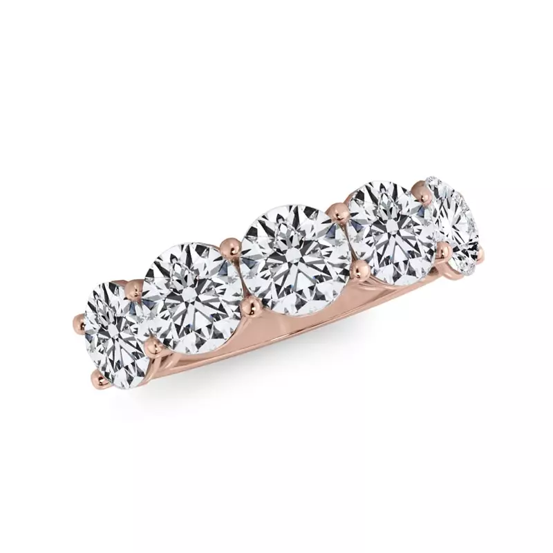 18K Rose Gold Classic Five-Stone Round Lab Diamond Band (3.50ct. tw.)