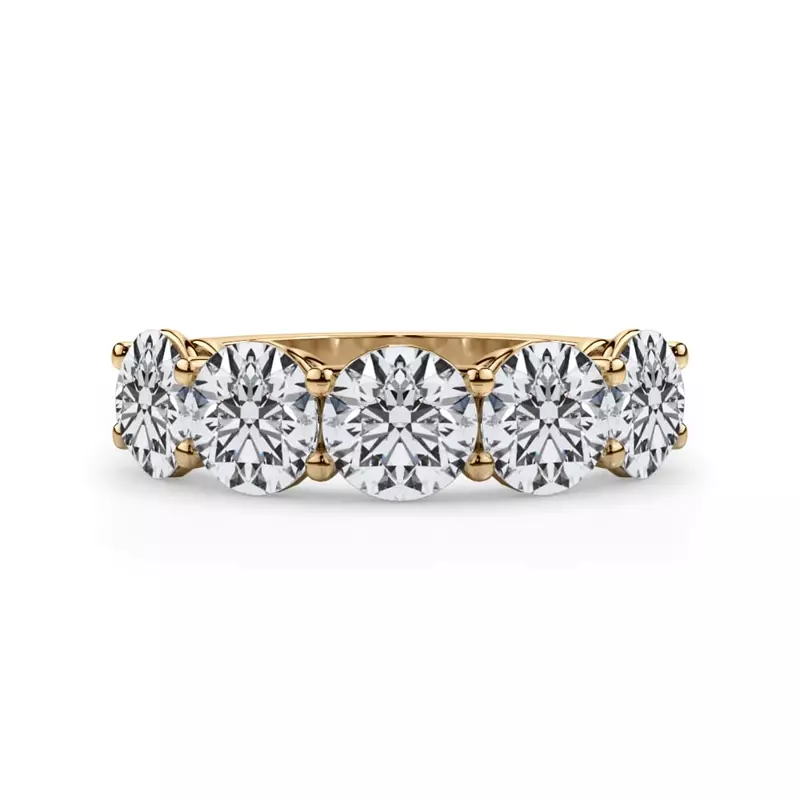 18K Yellow Gold Classic Five-Stone Round Lab Diamond Band (3.50ct. tw.)