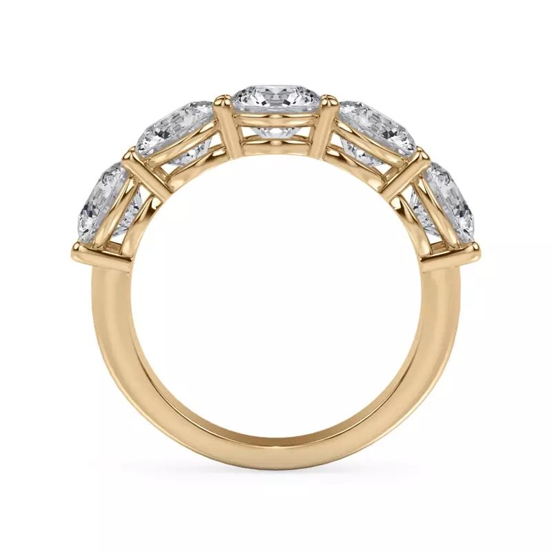 18K Yellow Gold Classic Five-Stone Round Lab Diamond Band (3.50ct. tw.)