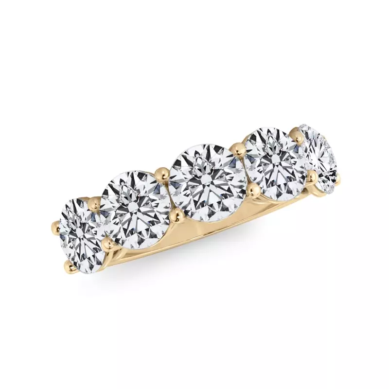 18K Yellow Gold Classic Five-Stone Round Lab Diamond Band (3.50ct. tw.)