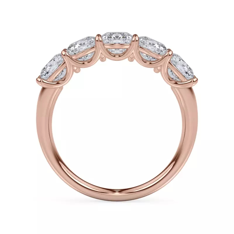 14K Rose Gold Cushion Cut Lab Diamond 5 Stone Ring (2.50 ct. tw.)