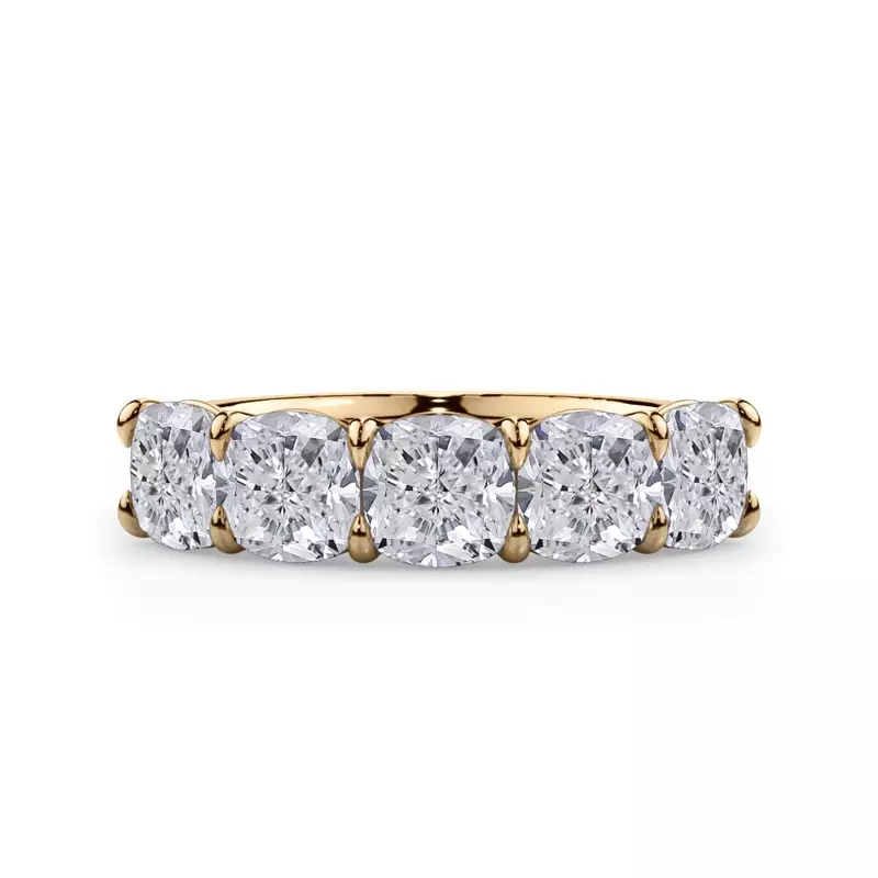 14K Yellow Gold Cushion Cut Lab Diamond 5 Stone Ring (3.00 ct. tw.)