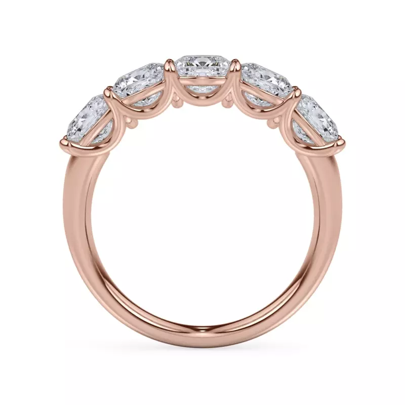 18K Rose Gold Cushion Cut Lab Diamond 5 Stone Ring (3.00 ct. tw.)