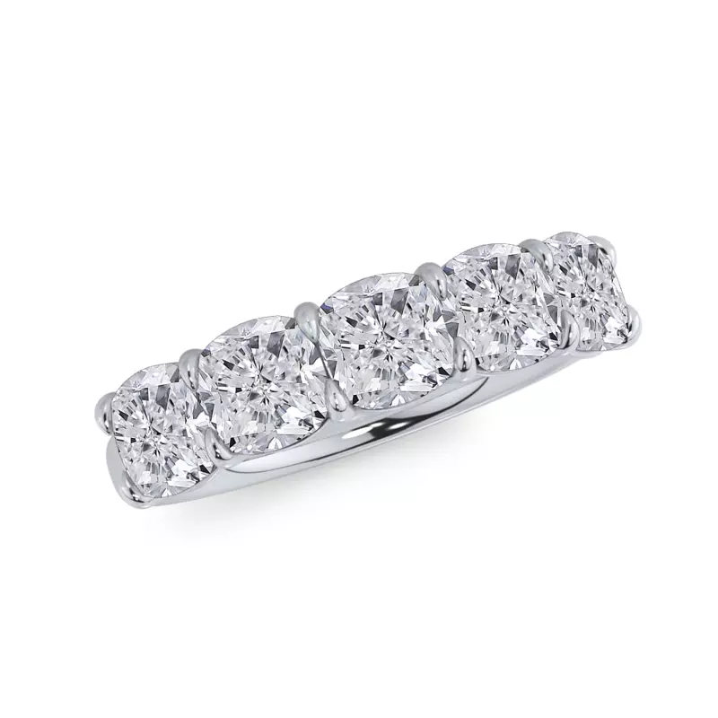 Platinum Cushion Cut Lab Diamond 5 Stone Ring (3.00 ct. tw.)