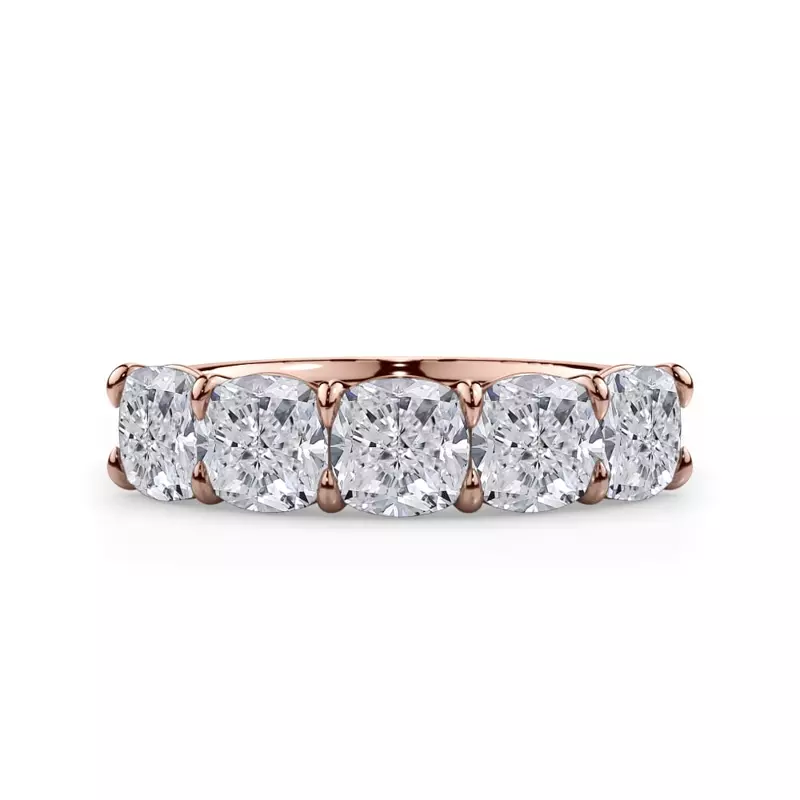 18K Rose Gold Cushion Cut Diamond 5 Stone Ring (3.00 ct. tw.)