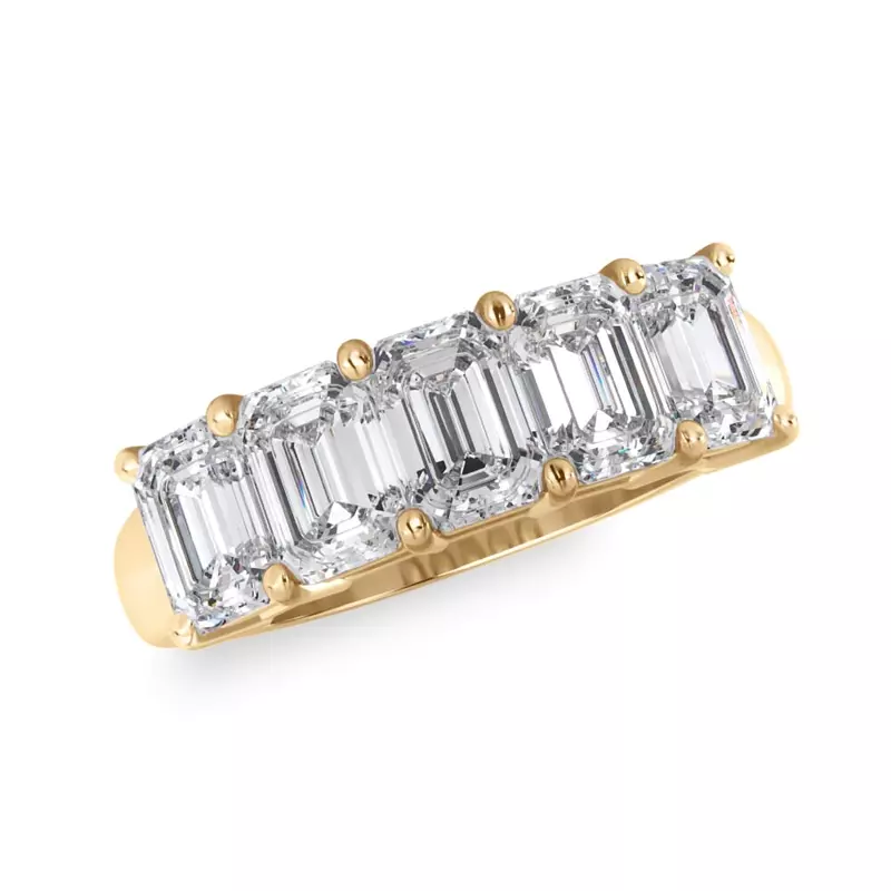 14K Yellow Gold Emerald Cut Diamond 5 Stone Ring (2.50 ct. tw.)