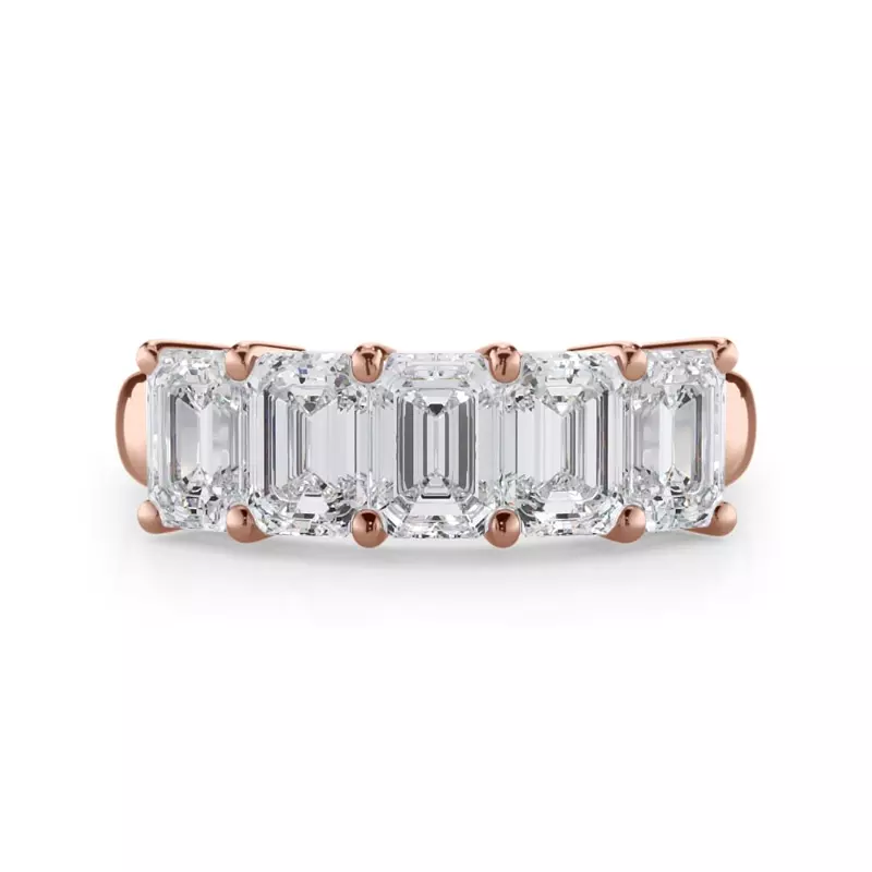 18K Rose Gold Emerald Cut Diamond 5 Stone Ring (2.50 ct. tw.)