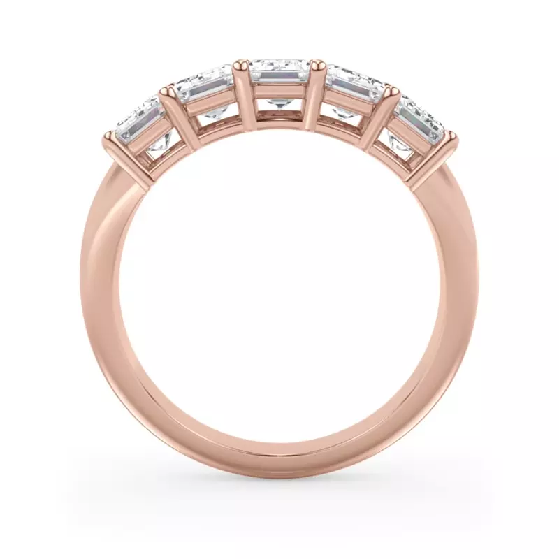 18K Rose Gold Emerald Cut Diamond 5 Stone Ring (2.50 ct. tw.)