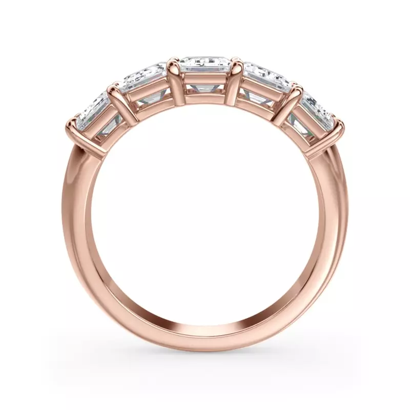 14K Rose Gold Emerald Cut Lab Diamond 5 Stone Ring (3.00 ct. tw.)