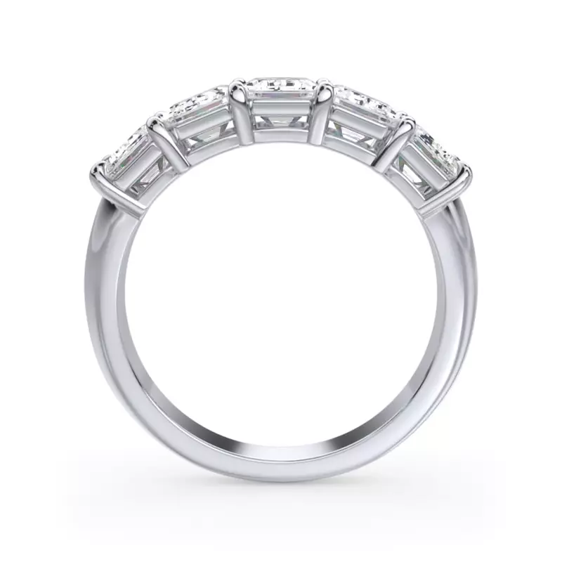 14K White Gold Emerald Cut Diamond 5 Stone Ring (3.00 ct. tw.)