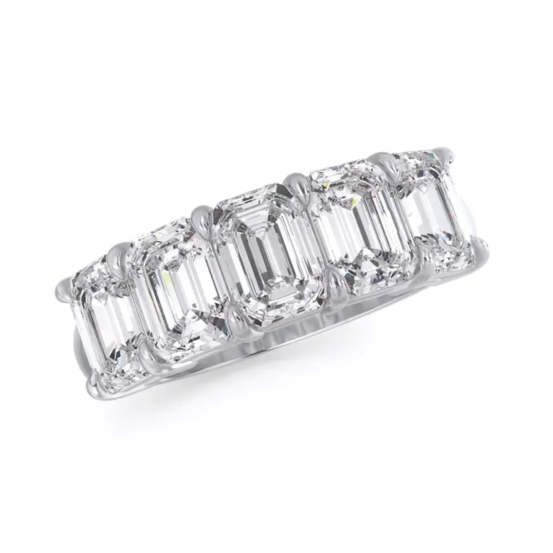 14K White Gold Emerald Cut Diamond 5 Stone Ring (3.00 ct. tw.)