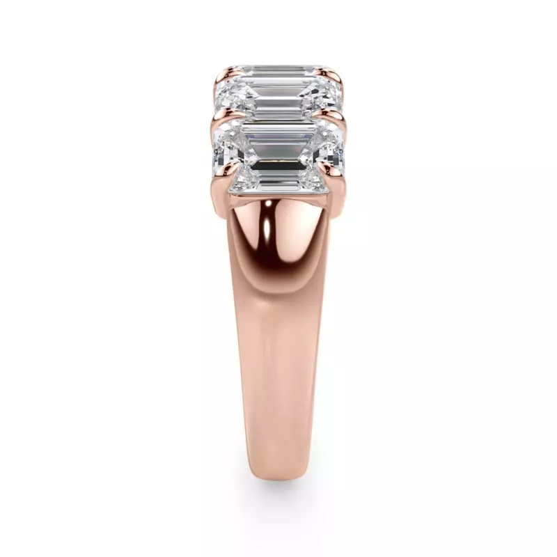 18K Rose Gold Emerald Cut Lab Diamond 5 Stone Ring (3.50 ct. tw.)