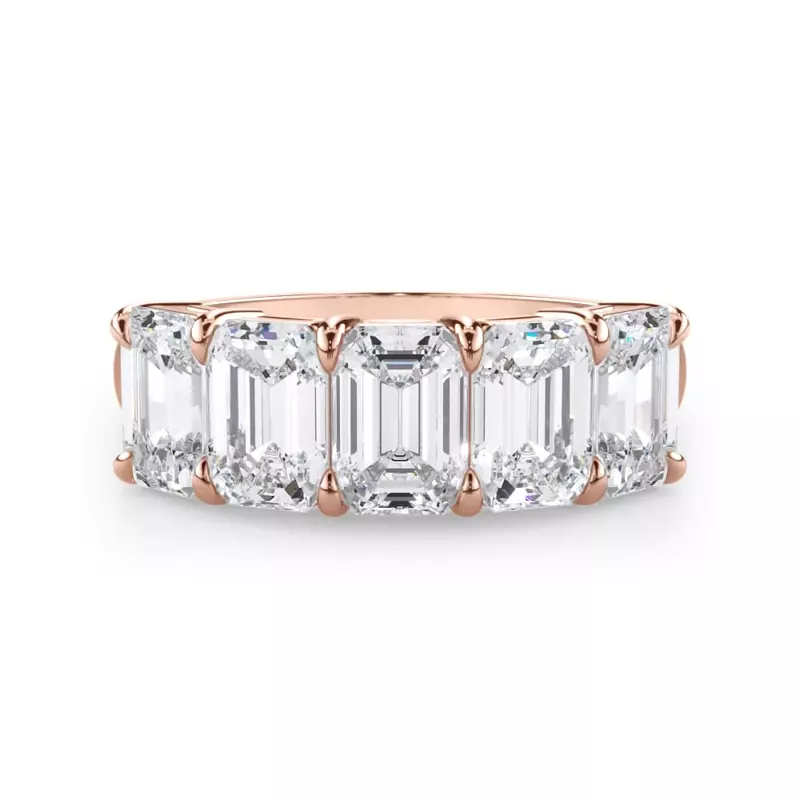 18K Rose Gold Emerald Cut Diamond 5 Stone Ring (3.50 ct. tw.)