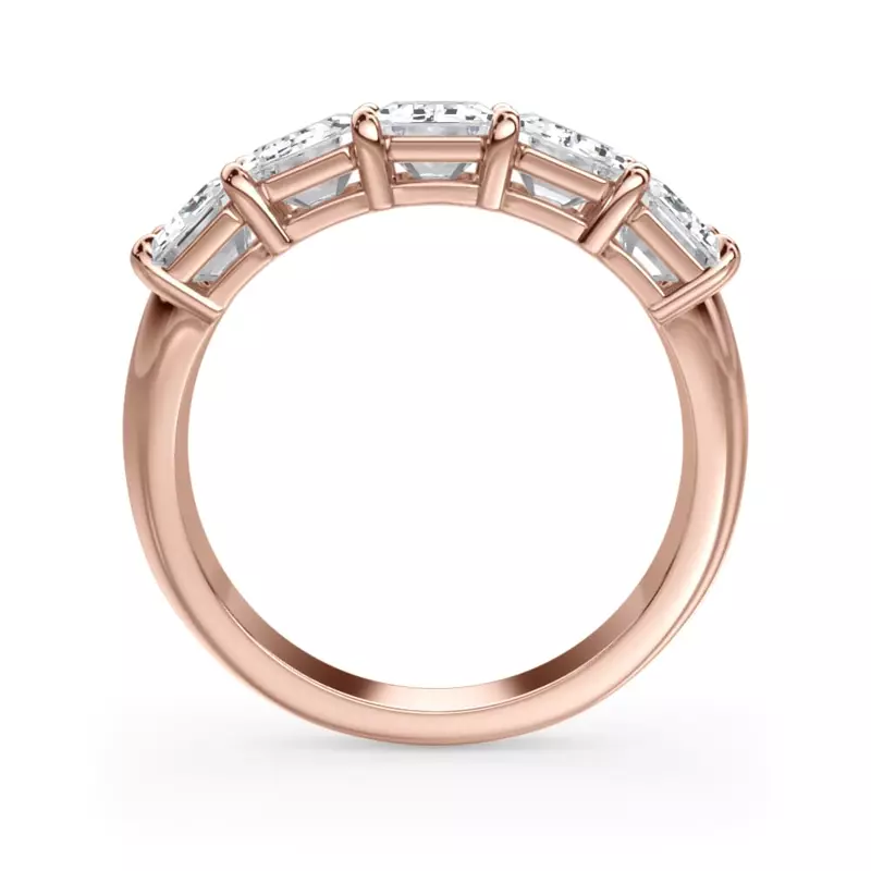 18K Rose Gold Emerald Cut Diamond 5 Stone Ring (3.50 ct. tw.)