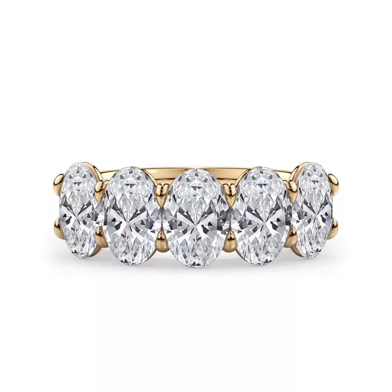 14K Yellow Gold Oval Cut Lab Diamond 5 Stone Ring (3.00 ct. tw.)