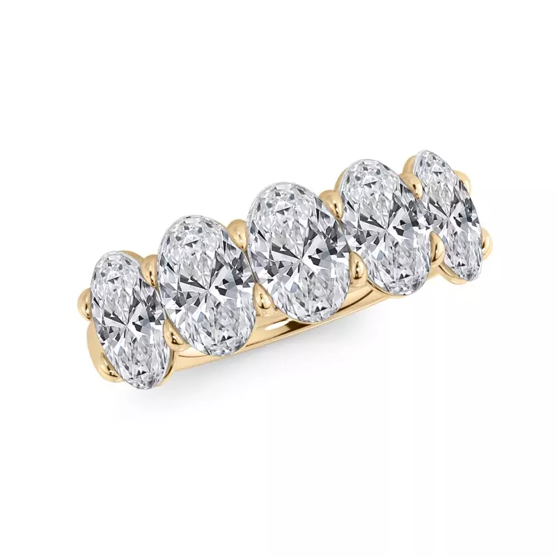 14K Yellow Gold Oval Cut Lab Diamond 5 Stone Ring (3.00 ct. tw.)