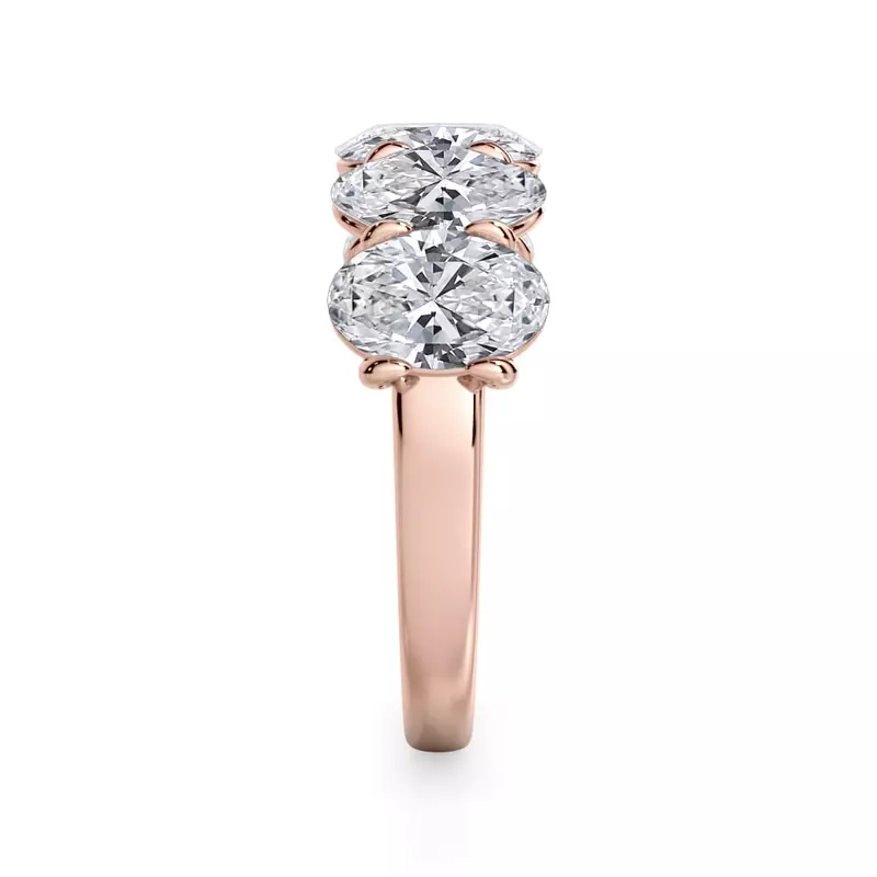 18K Rose Gold Oval Cut Lab Diamond 5 Stone Ring (3.50 ct. tw.)
