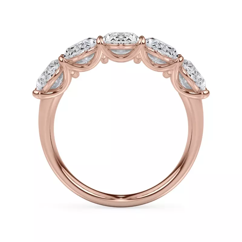 18K Rose Gold Oval Cut Lab Diamond 5 Stone Ring (3.50 ct. tw.)