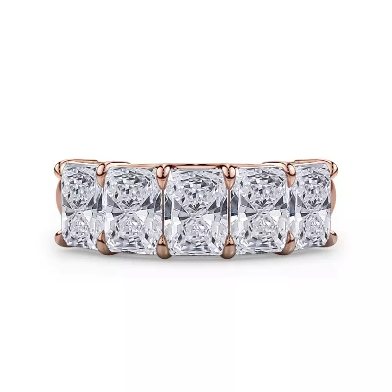 14K Rose Gold Radiant Cut Lab Diamond 5 Stone Ring (3.50 ct. tw.)