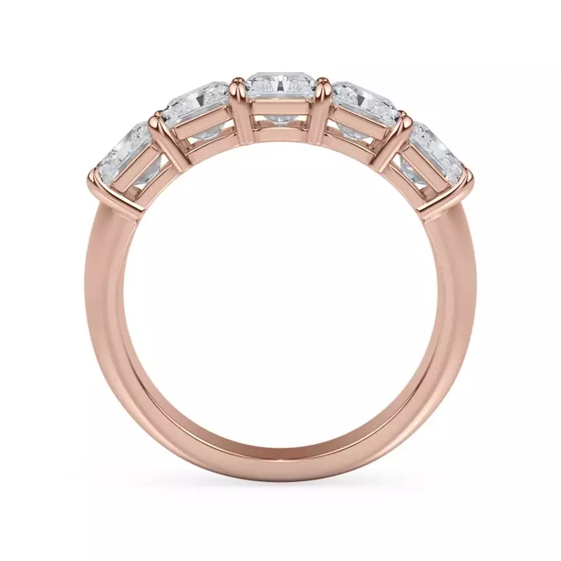 14K Rose Gold Radiant Cut Lab Diamond 5 Stone Ring (3.50 ct. tw.)