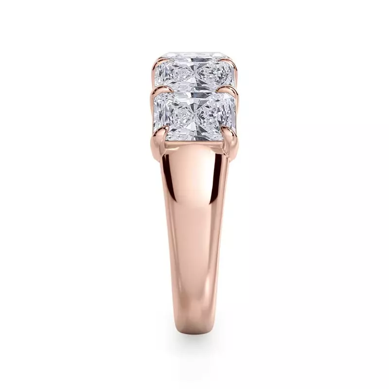 14K Rose Gold Radiant Cut Lab Diamond 5 Stone Ring (3.50 ct. tw.)