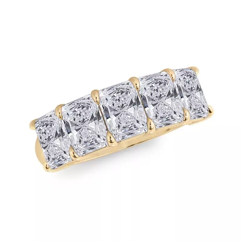 14K Yellow Gold Radiant Cut Diamond 5 Stone Ring (3.50 ct. tw.)