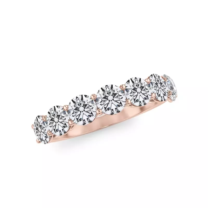 18K Rose Gold Classic Seven-Stone Round Lab Diamond Band (1.40ct. tw.)