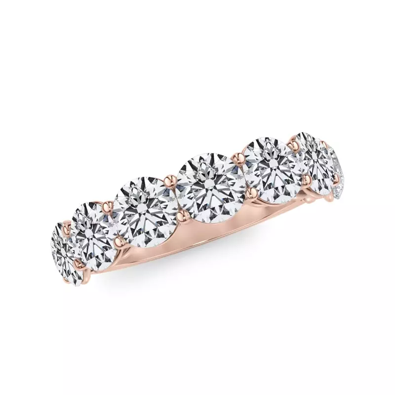 18K Rose Gold Classic Seven-Stone Round Lab Diamond Band (3.50ct. tw.)