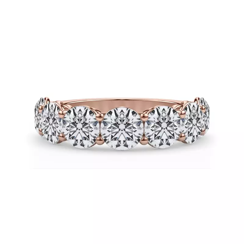 14K Rose Gold Classic Seven-Stone Round Lab Diamond Band (4.20ct. tw.)